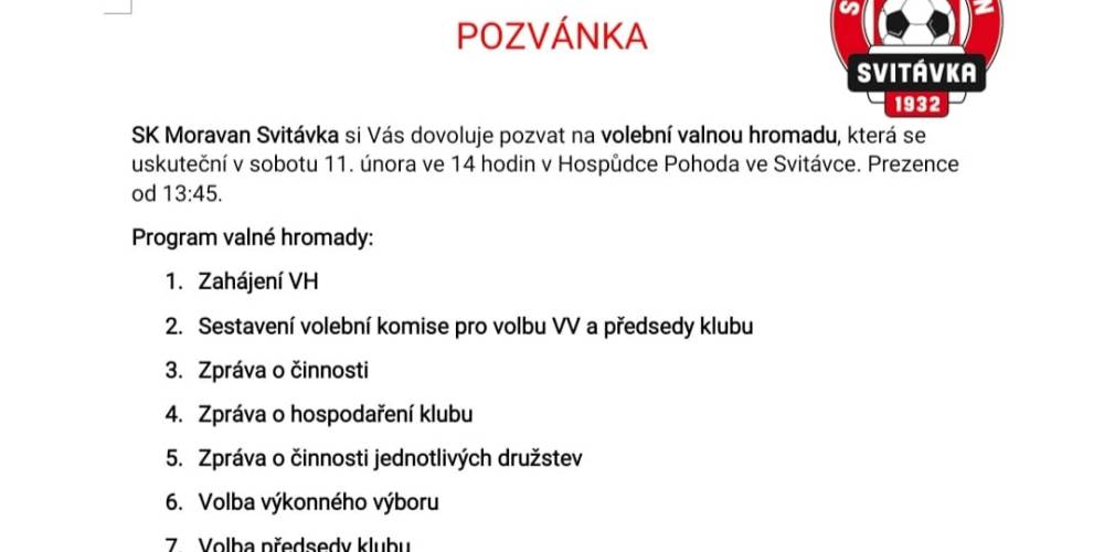 Valná hromada SK Moravan Svitávka